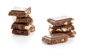 Closeup detail of chocolate with almods parts