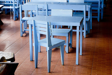 Classic blue chairs and tables