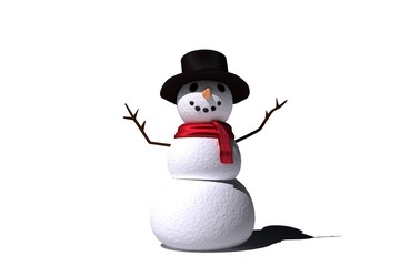 Digitally generated white snow man