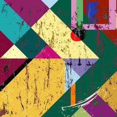 abstract colorful geometric background, grungy style