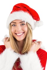 Pretty santa girl smiling at camera