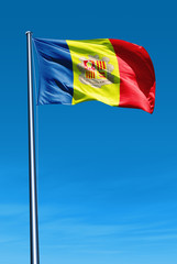 Andorra flag waving on the wind