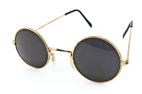 Round framed retro sunglasses isolated on white