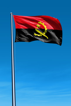 Angola flag waving on the wind