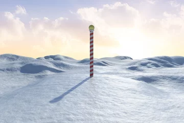 Foto auf Acrylglas Nördlicher Polarkreis Verschneite Landschaft mit Pol