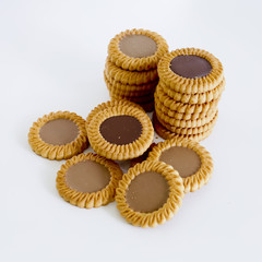 cookie heap against white background