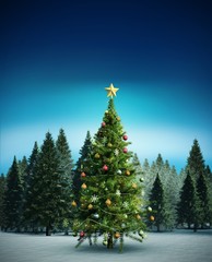 Composite image of christmas tree