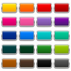 20 glossy metallic rectangular buttons in different colors