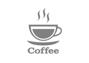Grey coffee icon on white background