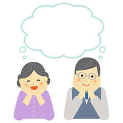 頬杖をつくシニア夫婦 / vector eps10