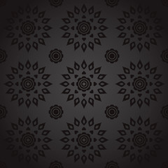 Black Seamless Thai art Pattern.