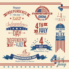 Fototapeta premium American independence day label set