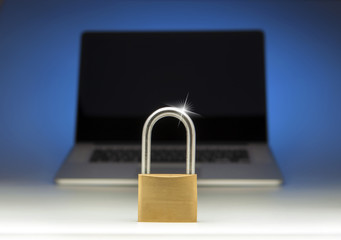 Internet security lock on laptop computer
