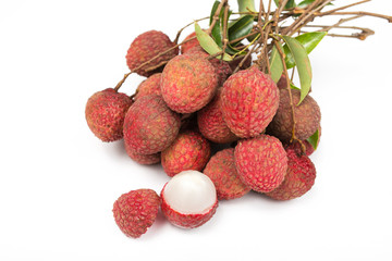 lychees isolated on white background