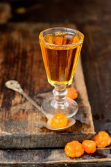 cloudberry liqueur with berries
