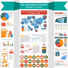 Fuel and energy industry infographic, set elements for creating