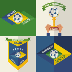 Set of flat design Brazilian soccer labels