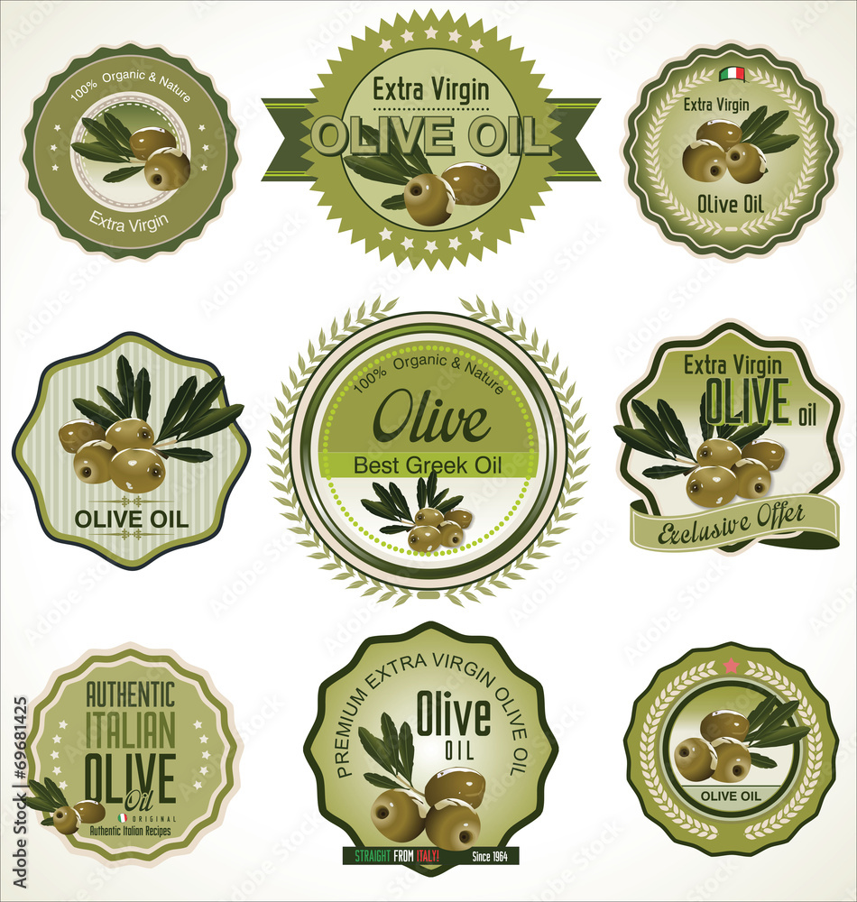 Canvas Prints olive labels set