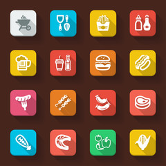 Barbecue flat icons