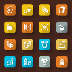 Dairy products Egg Bread Sugar flat icons