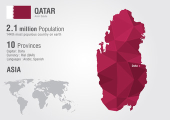 Qatar world map with a pixel diamond texture.