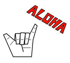 Hand sign with ALOHA logo
