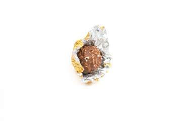 chocolate ball candy isolated on white background