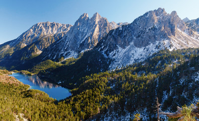 Els Encantats and Lake San Mauricio, Catalan Pyrenees, Spain