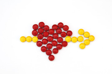 Red candy heart isolated on white background