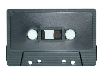 Obraz premium Black cassette tape on white background