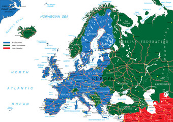 Naklejka premium Europe road map