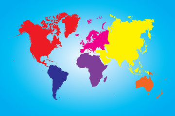 Illustration of a Colored map of world