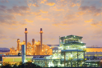 Power plant, gas fired power station. Industrial factory may called combined cycle gas turbine...