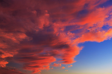 Colorful storm cloudscape at sunset