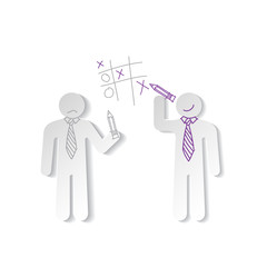 Paper men play tic tac vector