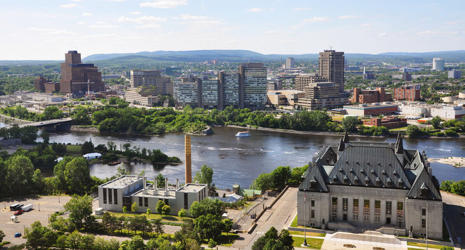 Canada Supreme Court And Gatineau Skyline Aerial View, Ottawa