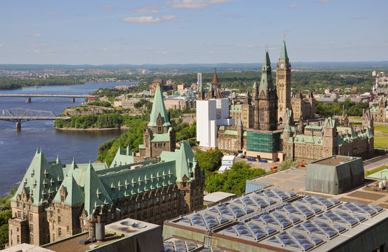 Canada Parliament Buildings Aerial View, Ottawa, Ontario