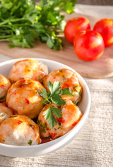 Chicken meatballs with pasta