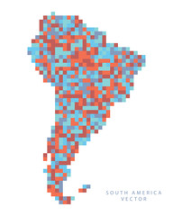 A pixel art style vector of South America