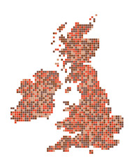 Fototapeta premium A pixel art style vector of the British Isles and Ireland