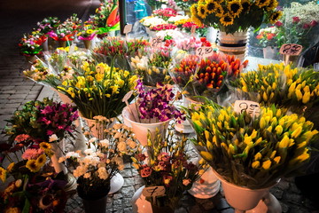 flower shop at night