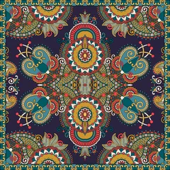 Abwaschbare Fototapete Traditional ornamental floral paisley bandanna © Kara-Kotsya