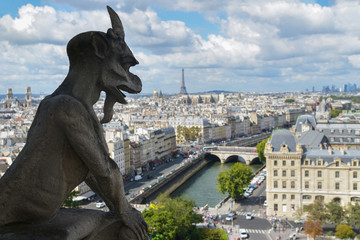 Gargoyle on the top of Notre Dame de Paris - France