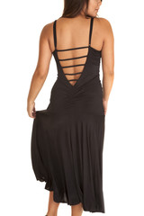 close up black formal dress back