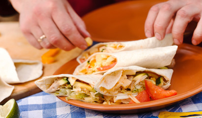 chef making tortilla