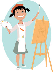 Little girl painting a picture