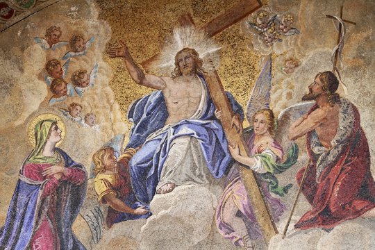fresco St Marks Basilica in Venice - Jesus in the cross