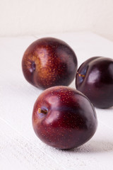 Fresh ripe red plums