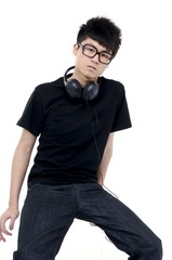 Portrait of a young man with headphones.