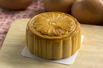 Moon cakes and egg background